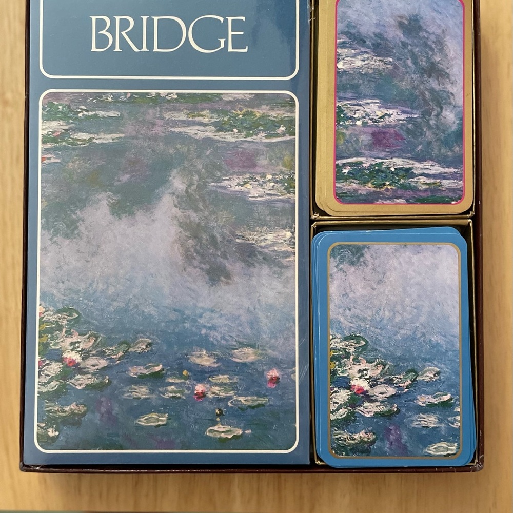 Monet Waterlilies playing card set with Bridge scoring pad.